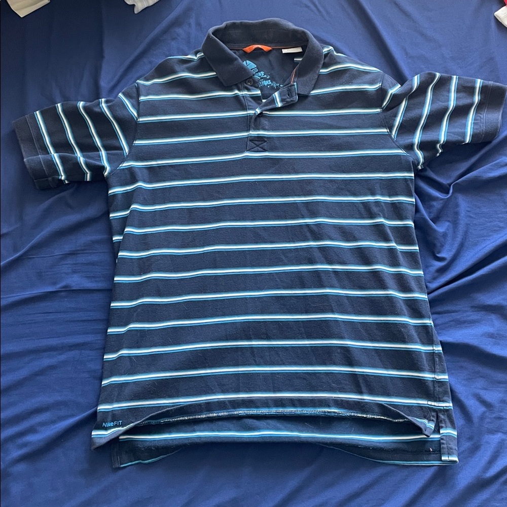 Nike Dark Blue Polo with Light Blue Stripes